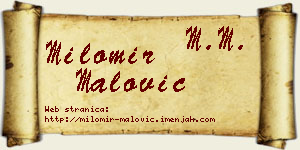 Milomir Malović vizit kartica